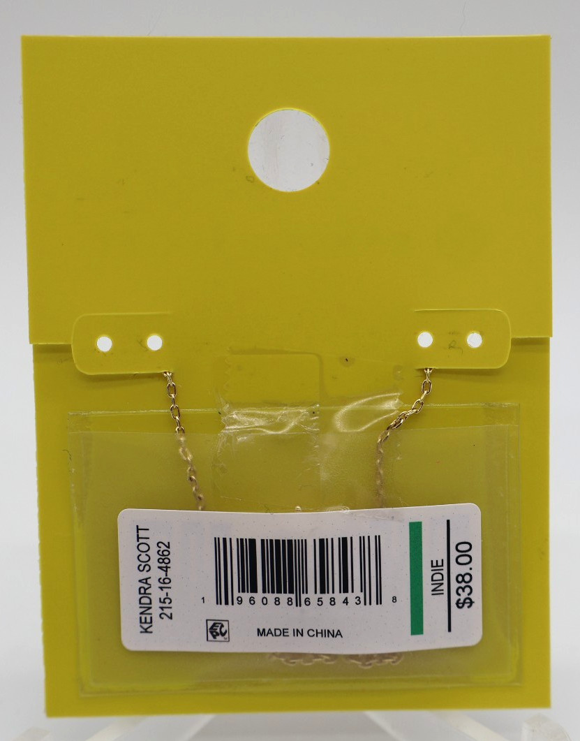 Kendra Scott Indie Pendant Necklace Red Glass 14k Gold Over Brass NWT