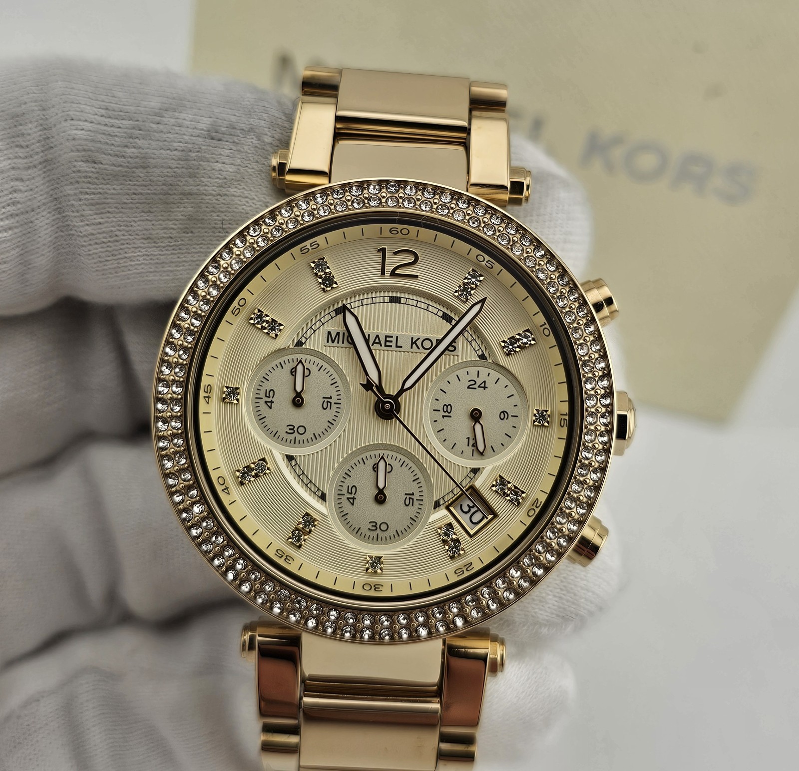 MICHAEL KORS WOMENS WATCH YELLOW GOLD TONE STRAP & GOLD DIAL MK5354 GENUINE UK