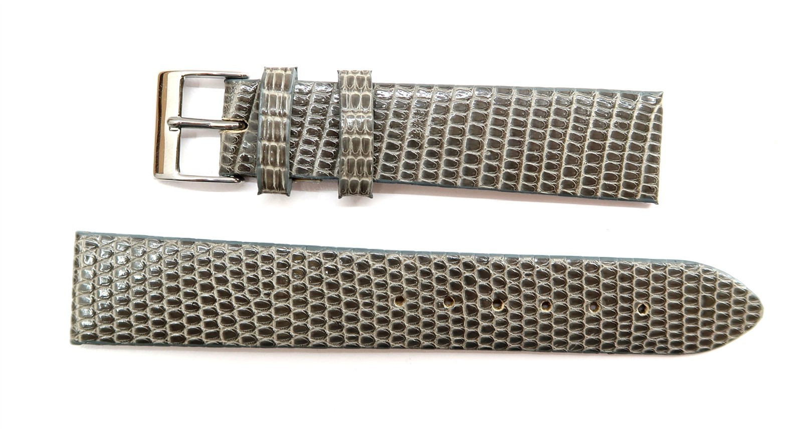NEW Genuine Lizard Gray Leather Watch Strap 18mm Handmade in Italy Inox Buckle