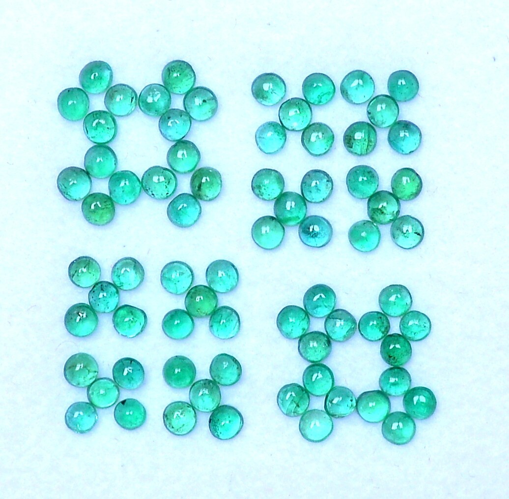 2 mm Natural Emerald Round Cabochon Lot 20 Pieces Calibrated Loose Gemstones
