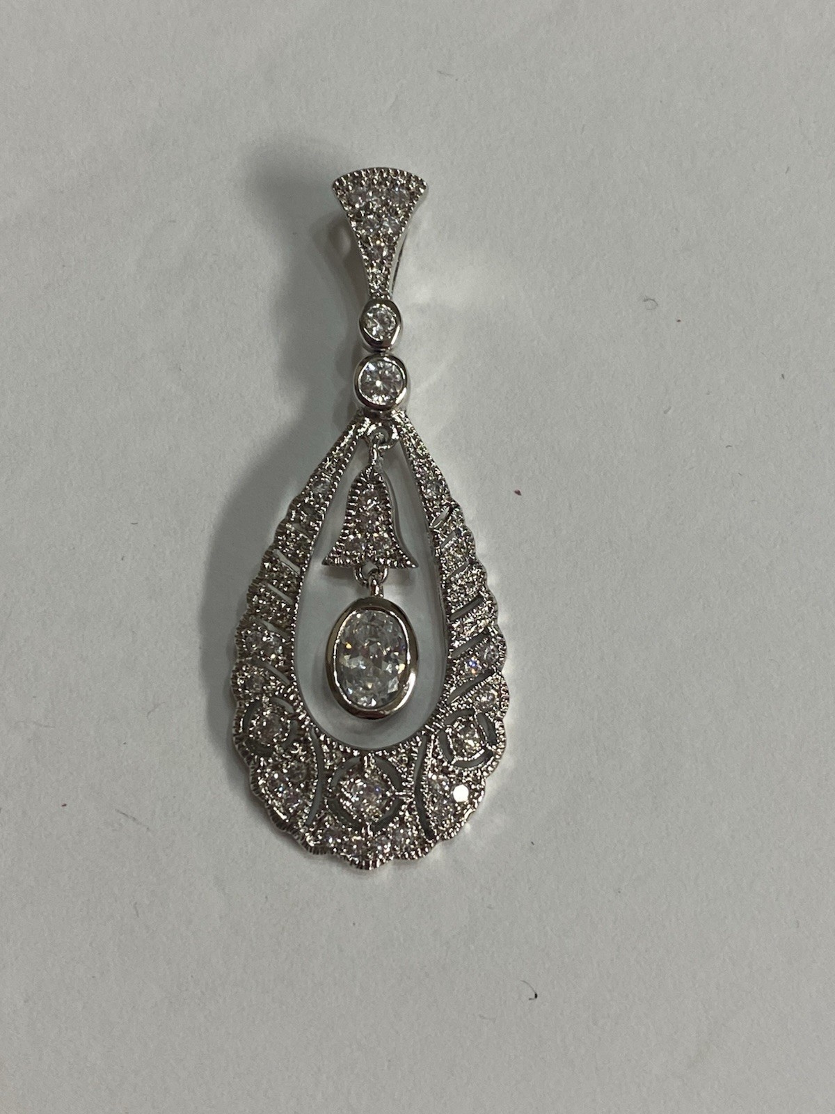 Women’s Teardrop Shape CZ 925 Silver Pendant Only