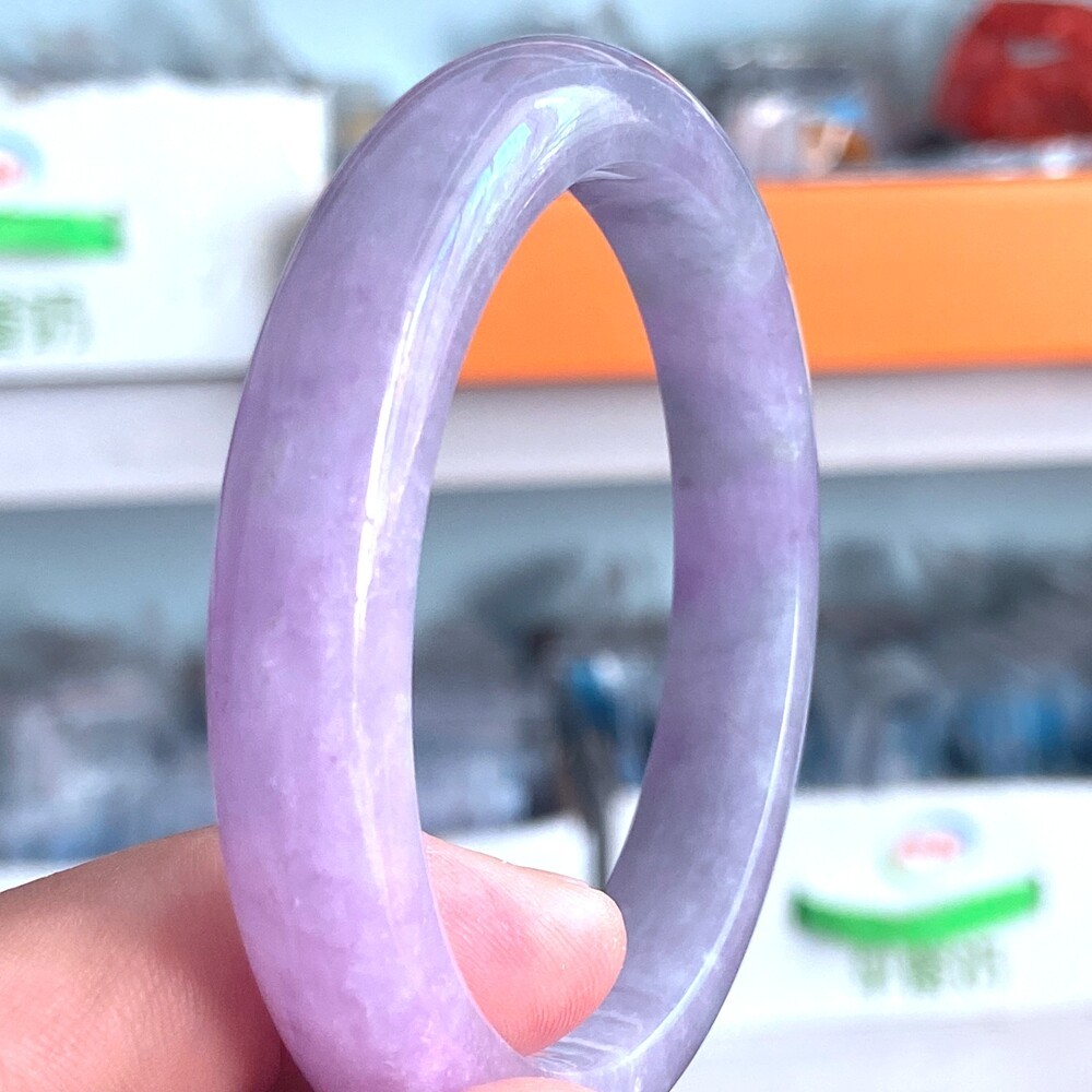 Certified Grade A Lavender 57-58mm Natural Burma Jade jadeite Bangle Bracelet
