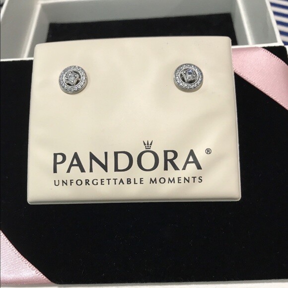 Brand New Genuine Pandora Silver Vintage Allure Stud CZ Earrings 290721CZ