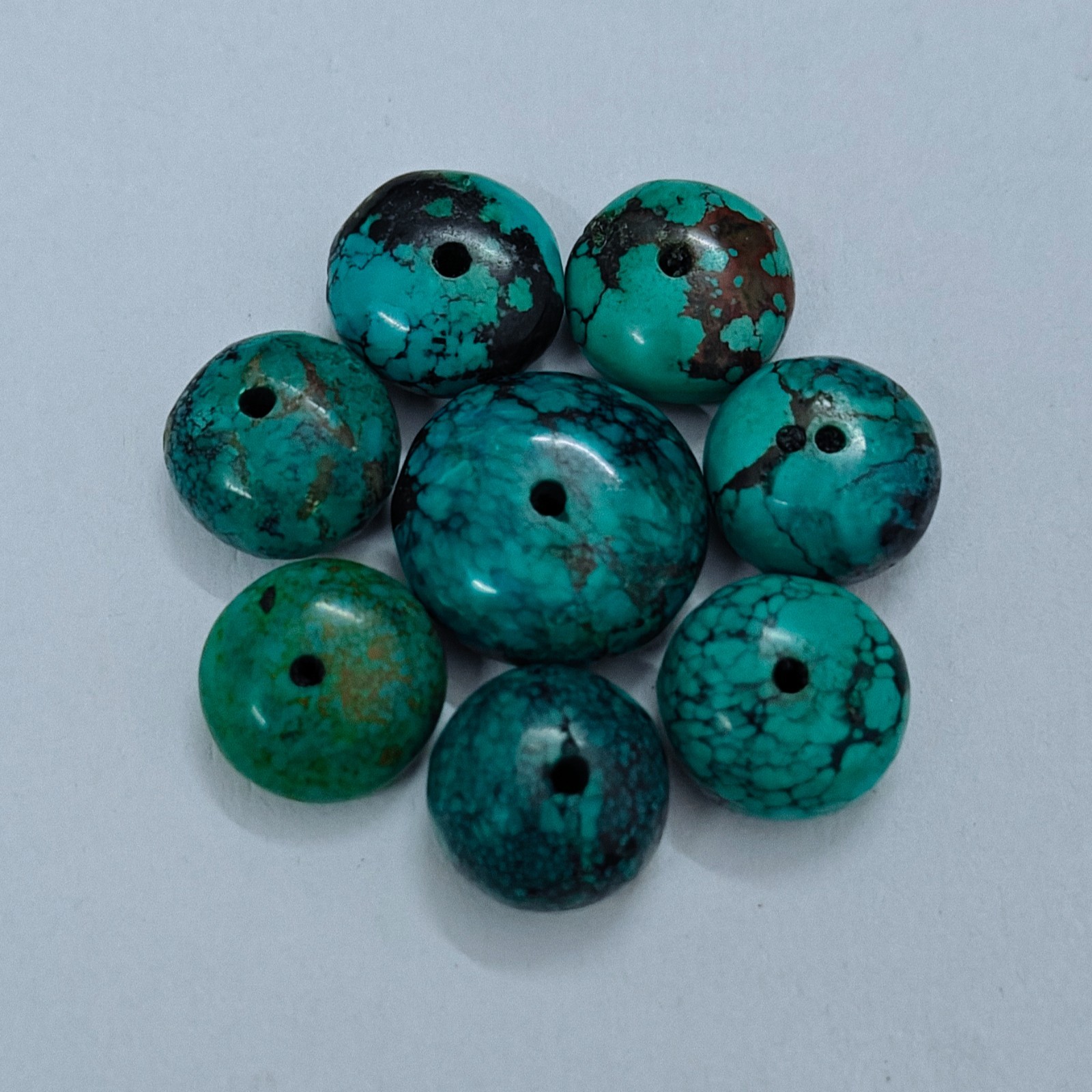 Hubie Turquoise Rondell Beads Loose Gemstone For Jewellery Making Supply 78 Cts.