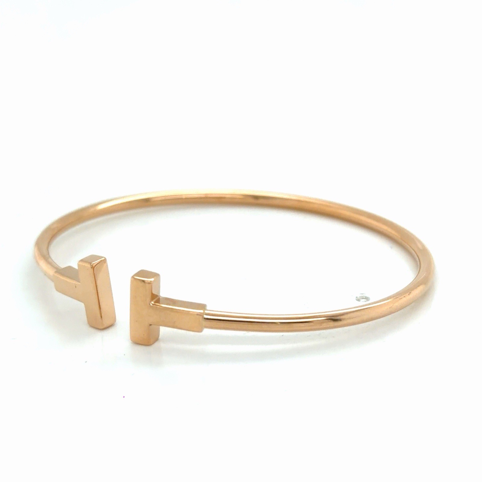 Tiffany & Co. T Wire Bracelet 18k Rose Gold Size Medium 6.25 in