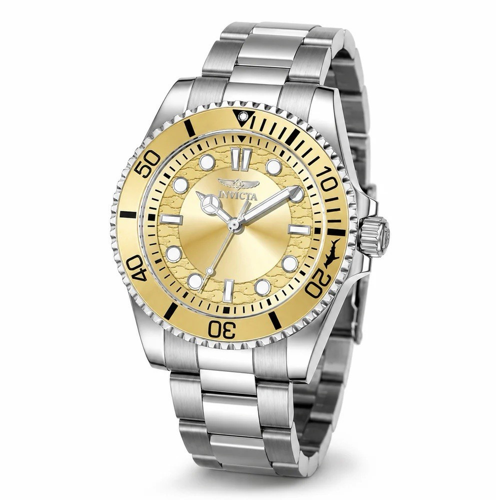 Invicta Pro Diver Men’s Gold Dial Watch Rotating Bezel Box