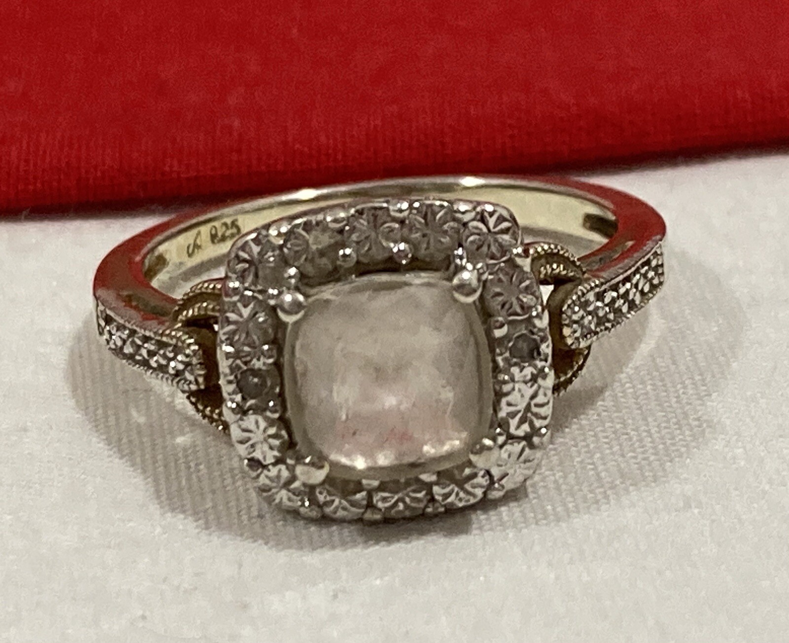 925 Signed Sterling Silver CZ Cubic Zirconia Halo Cocktail Band Ring SIZE 7.75