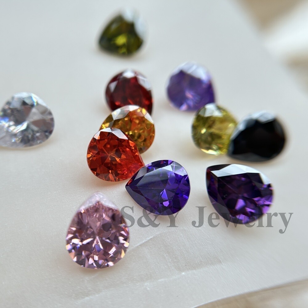 50PCS Pear Cut Multicolored Loose Cubic Zirconia Assorted Sizes 3x5mm-13x18mm
