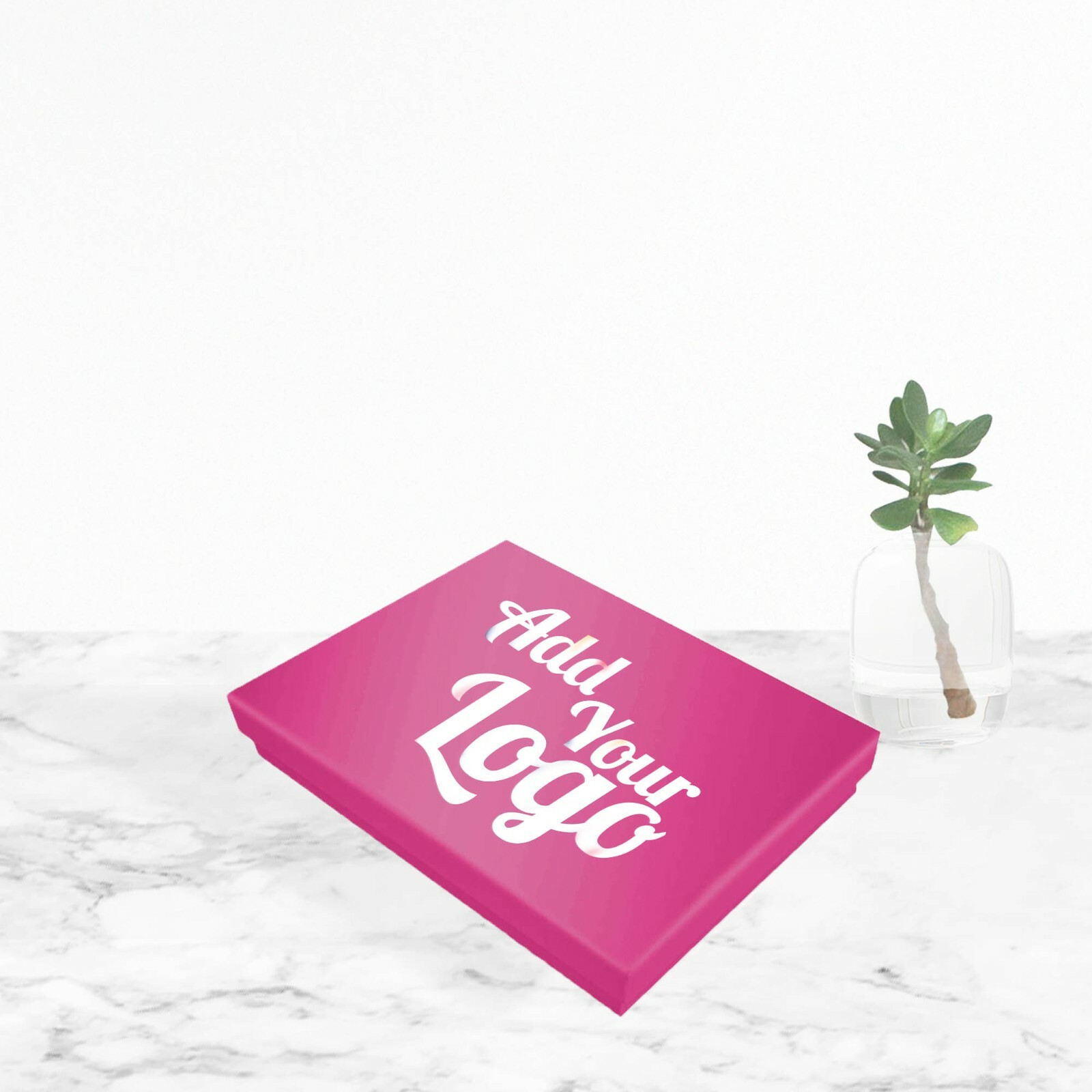 100 Add Your Logo Custom Printed Pink Cotton Filled Gift Boxes ~ 5 Sizes