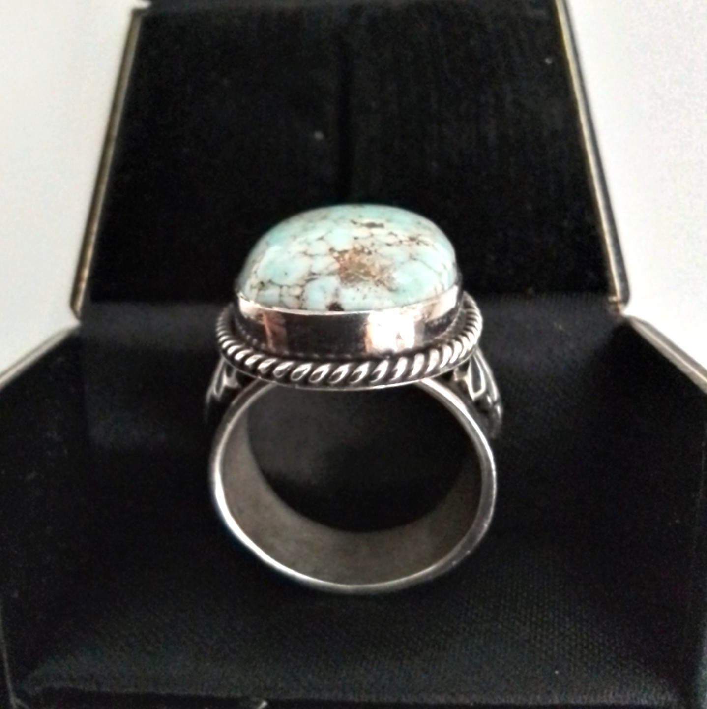 SUNSHINE REEVES Dry Creek Turquoise Sterling Silver Ring Size 11.5 Navajo