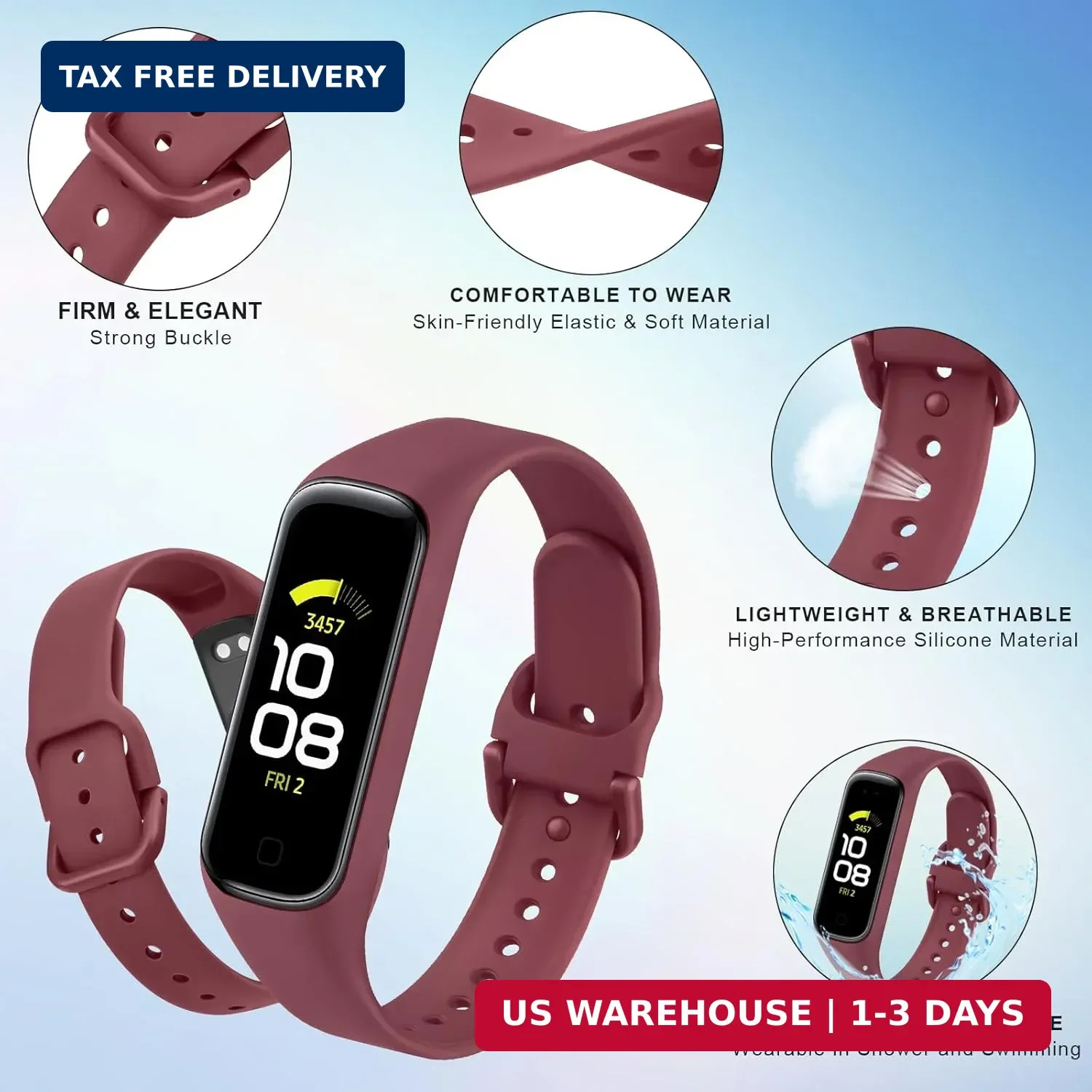 Wanme Replacement Bands for Samsung Galaxy Fit 2 Band Women Men, 3 PACK Silicone
