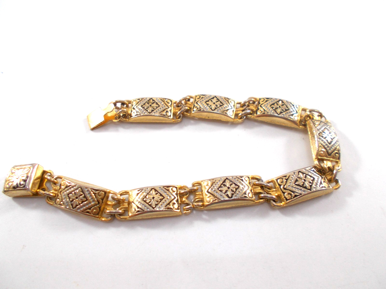 Gold Tone Damascene Style Panel Bracelet Free Shipping