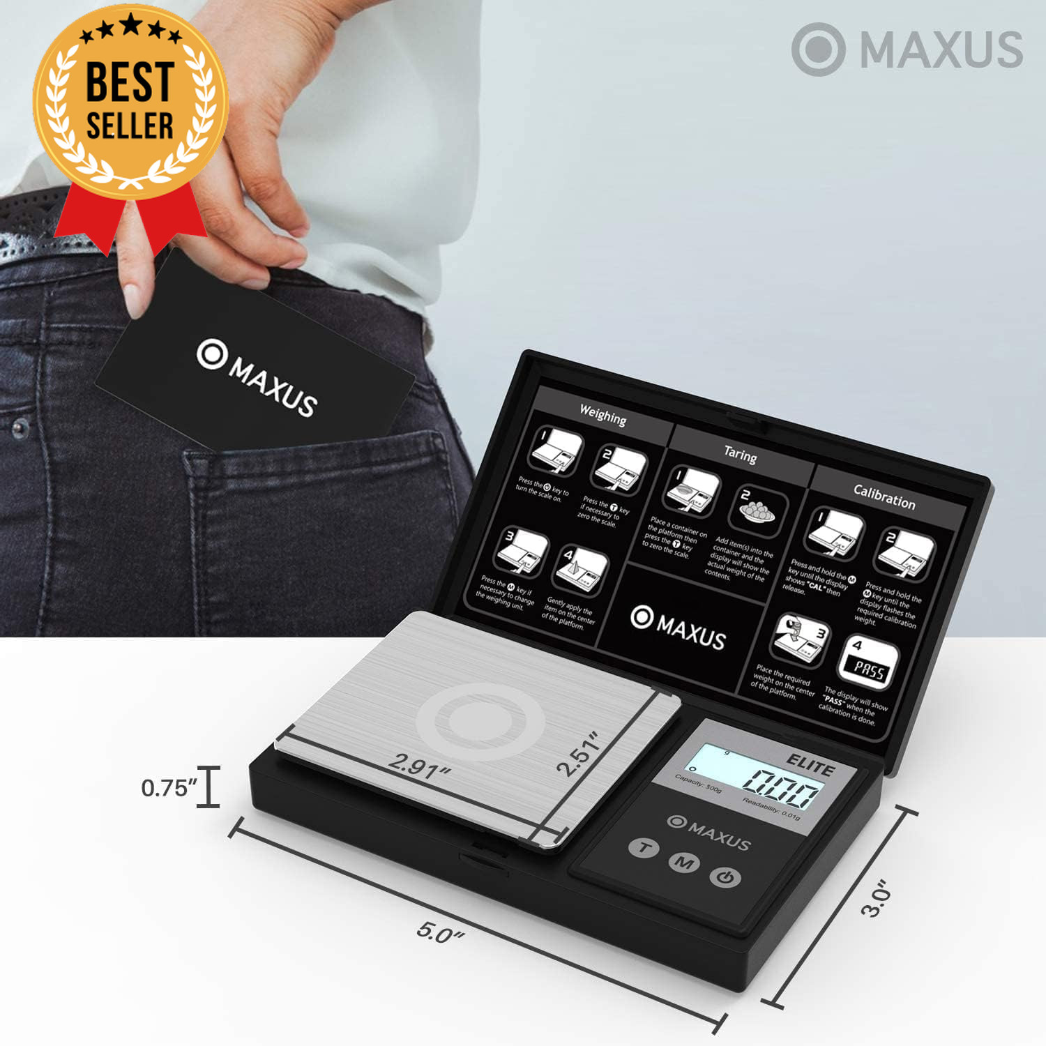 500g Digital Gram Scale – Pocket Size, Tare Function, High Precision