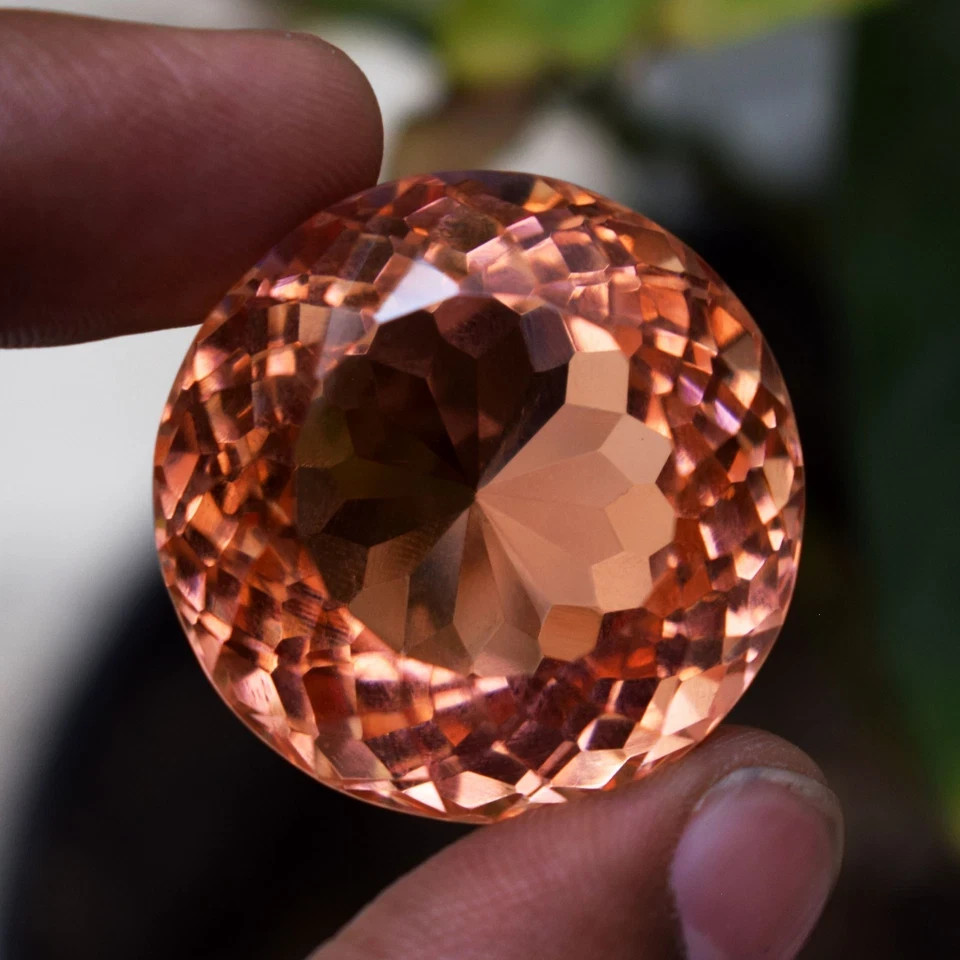 129.05 Carat Flawless Peach Morganite Round Cut Certified Loose Gemstone