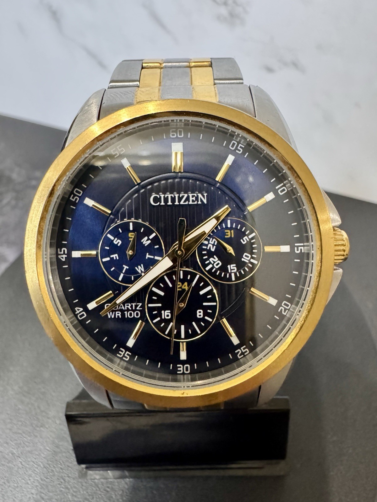Citizen 6329-S127173 Two-Tone Blue Dial Quartz Multifunction Men’s Watch WR100