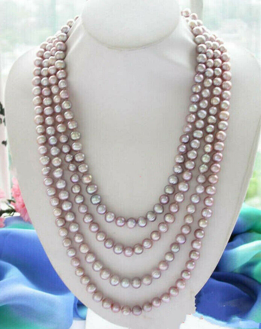 Long 22″ 25″ 36″ 48″ 7-8mm Natural Purple Akoya Cultured Pearl Necklace