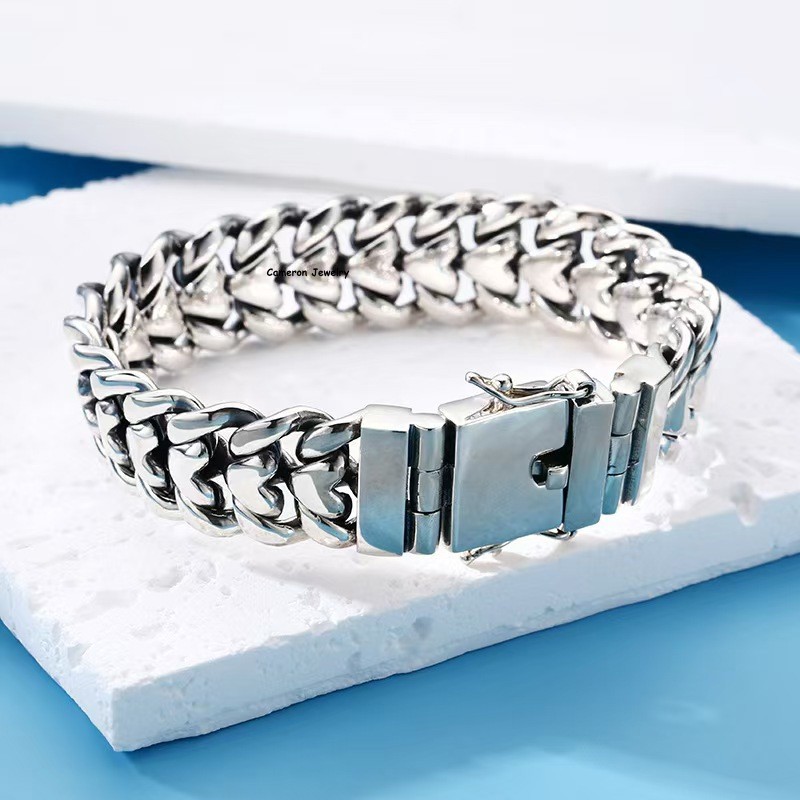 Solid 925 Sterling Silver Thick Curb Chain Bracelet Men Women Heavy Tank Link