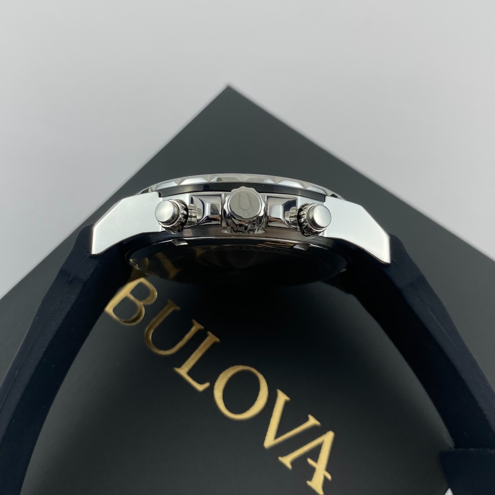 Bulova Marine Star 98B258 Quartz Blue Dial Black Rubber Strap Men’s Watch 44mm