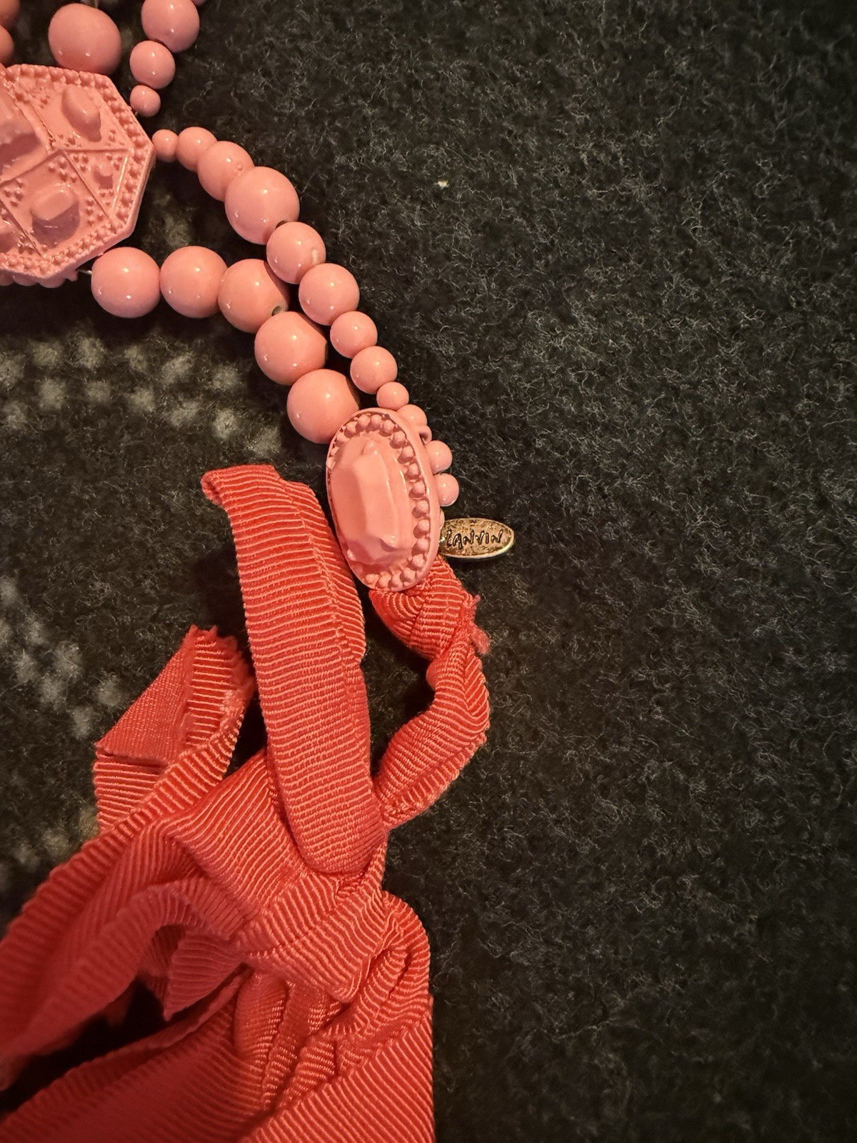 RARE Lanvin x H&M Statement Necklace Pink Ribbon Archival Collector Piece 2010