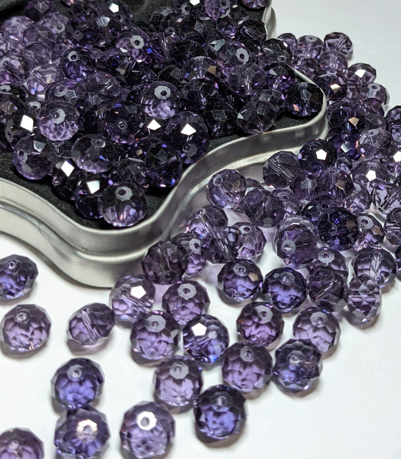 Crystal Beads 8mm Beads for Jewelry Making Bulk 180 pcs Purple Roundelle