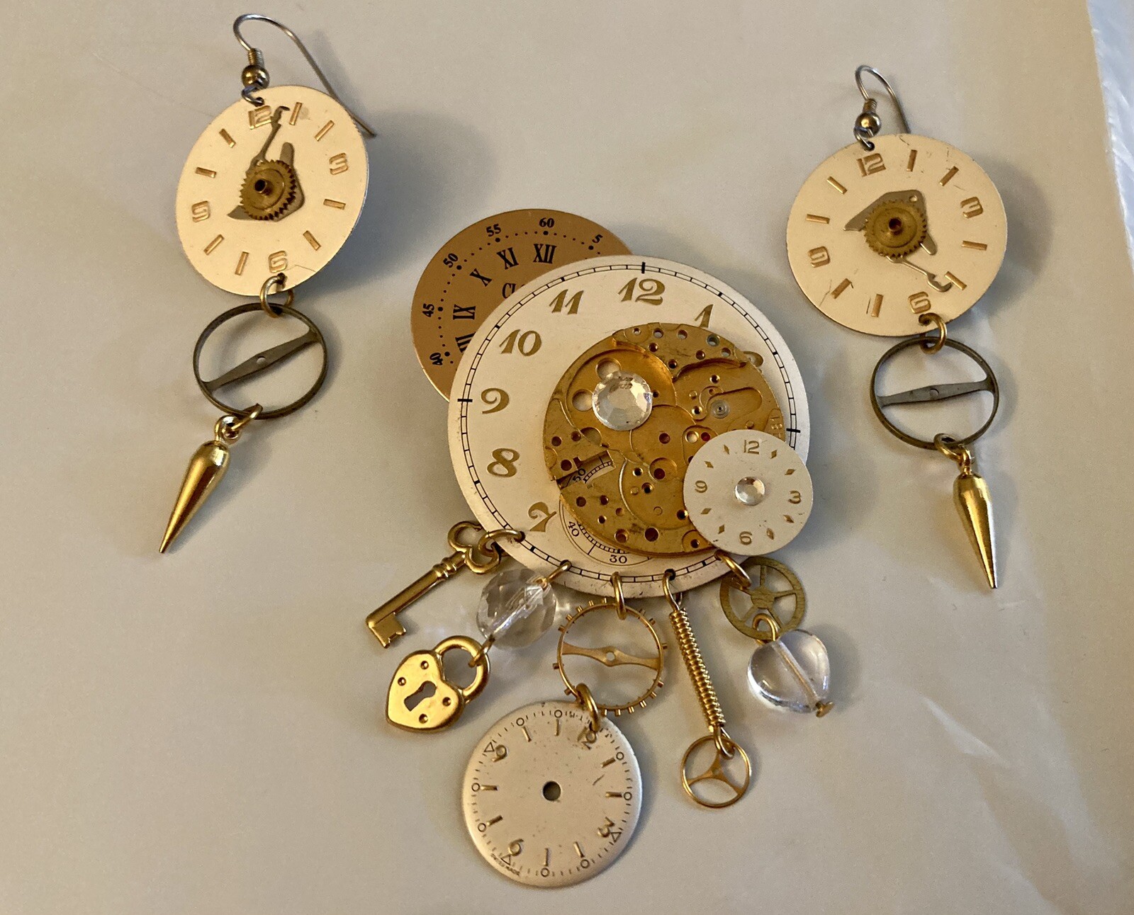 Vintage Steampunk Elgin/Duward Upcycled Watch Demi-Parure Set