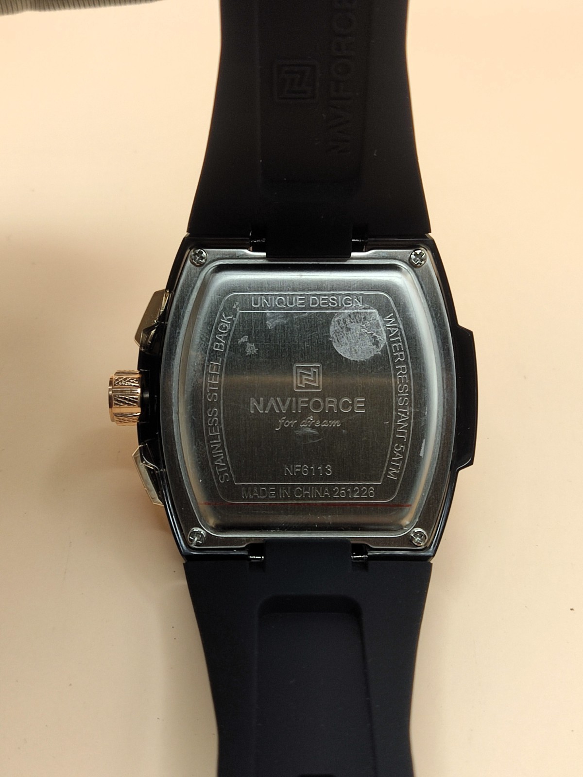 #Rare Naviforce Black Dial Chronograph Analog Refurbished Men’s Wrist Watch