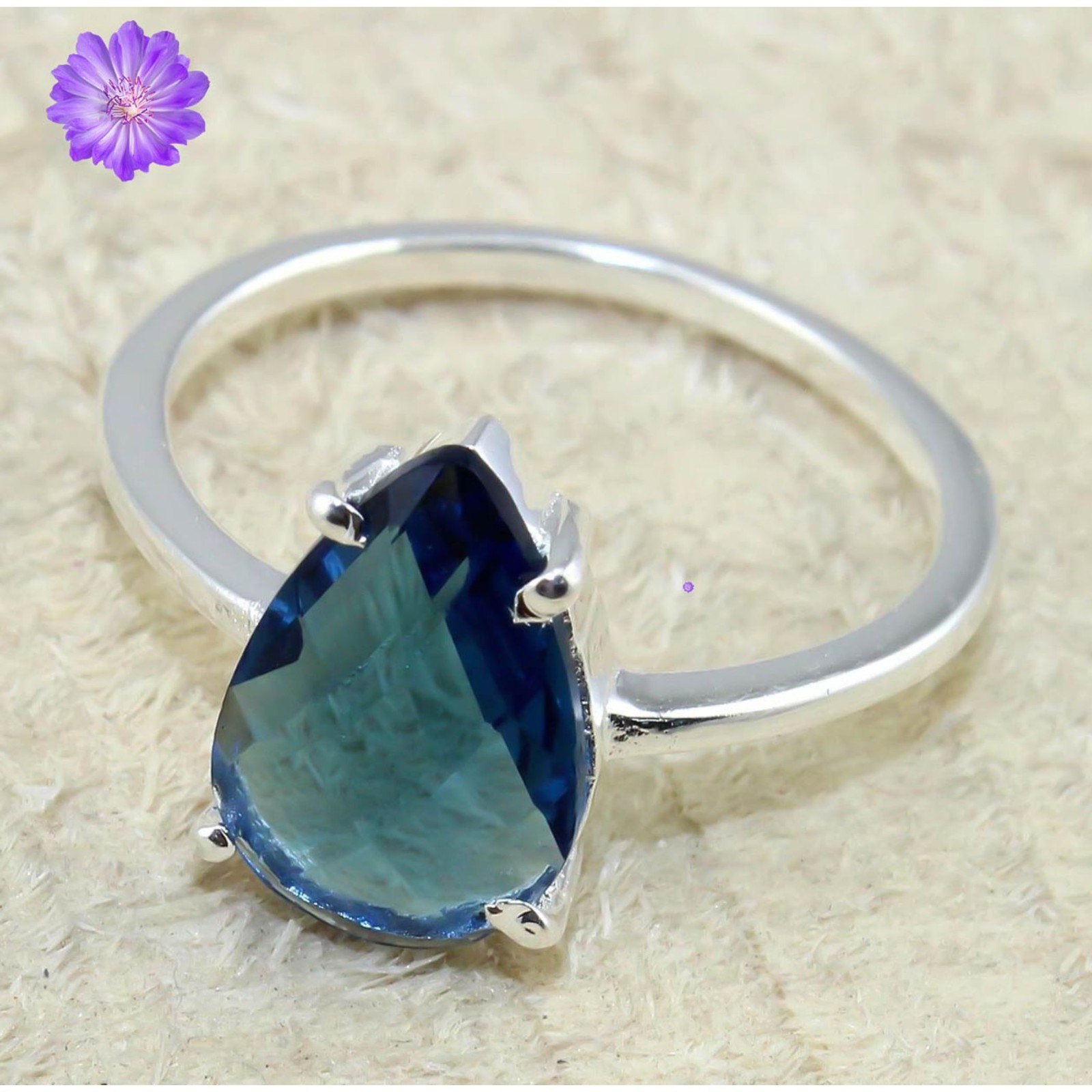 London Blue Topaz Gemstone 925 Sterling Silver Handmade Jewelry Ring Gift
