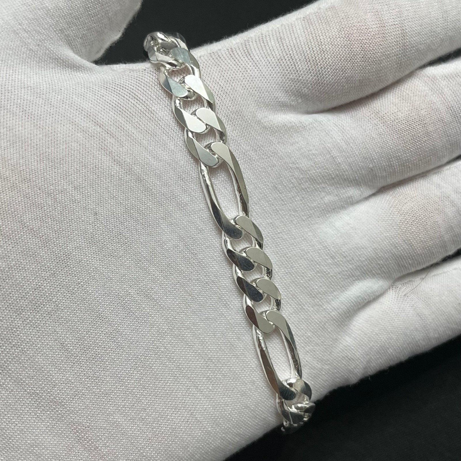 Real Sterling Silver Mens Figaro Chain Necklace 8.60mm- Italian – All Sizes