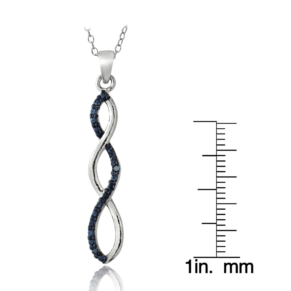 925 Silver Blue Diamond Accent Infinity Pendant, 18″