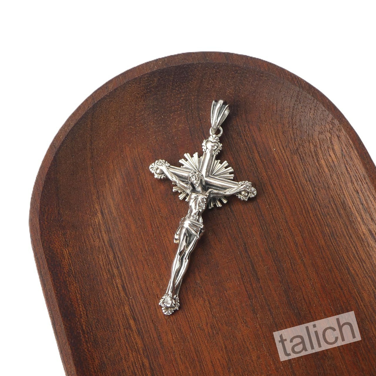 Solid 925 Sterling Silver Sacret Heart Jesus Crucifix Cross Pendant Men Unisex