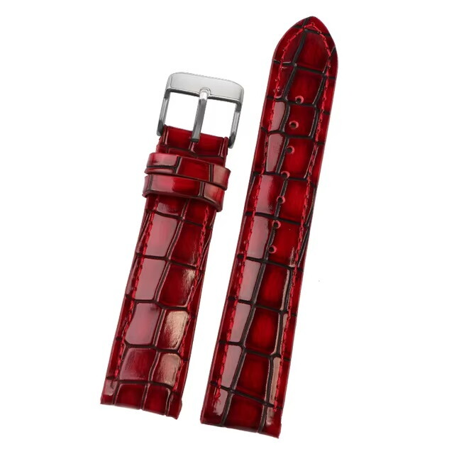 Glossy Python Leather Watch Strap Red Green Blue Grey 18mm 20mm 22mm