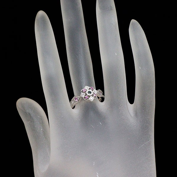 Rare K18WG Alexandrite Pink Sapphire Diamond Ring 0.05ct PS0.15ct D0.05ct – Auth