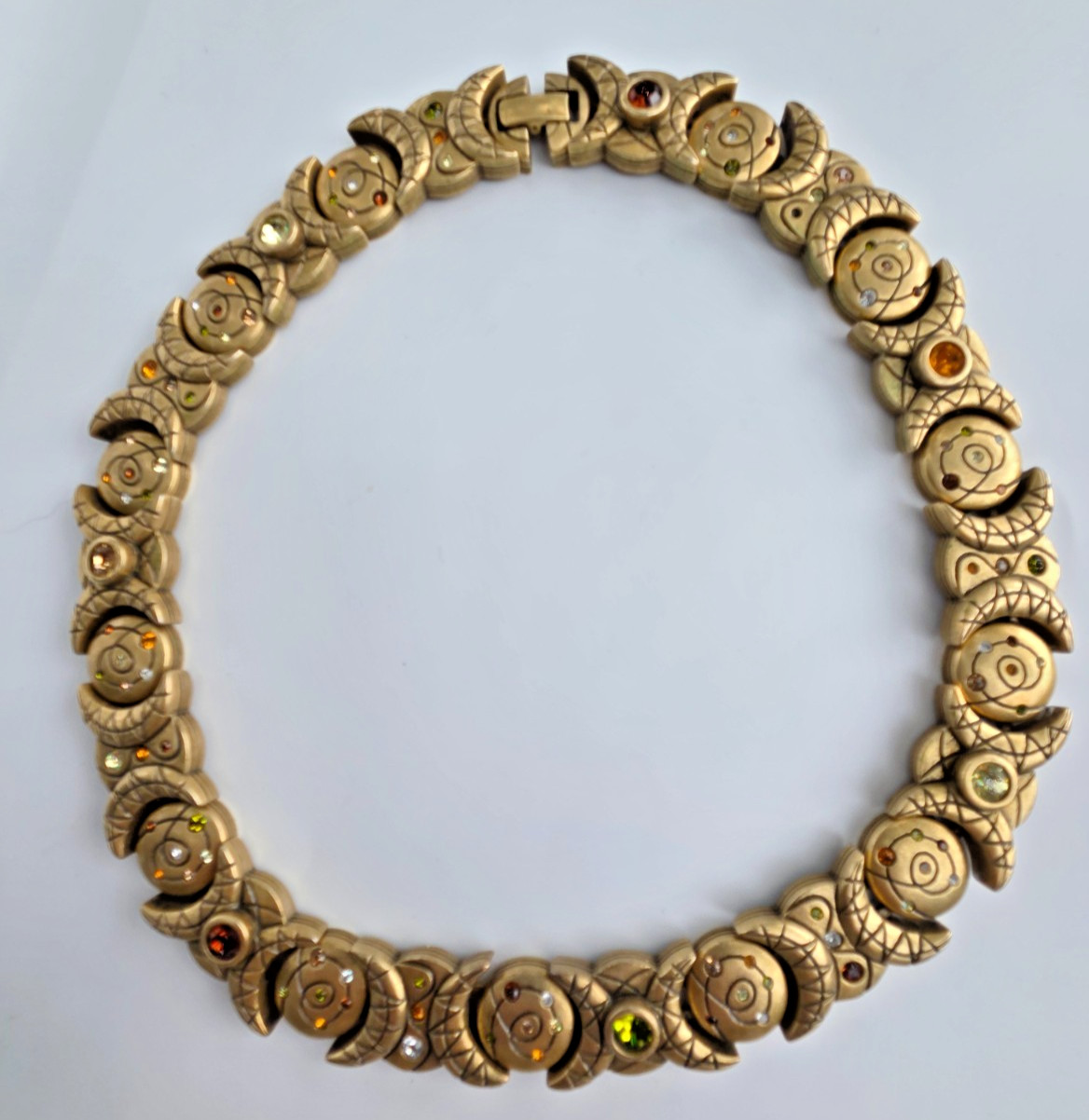 PATRICIA LOCKE Choker Collar Necklace & Brooch Colored Crystals Stunning