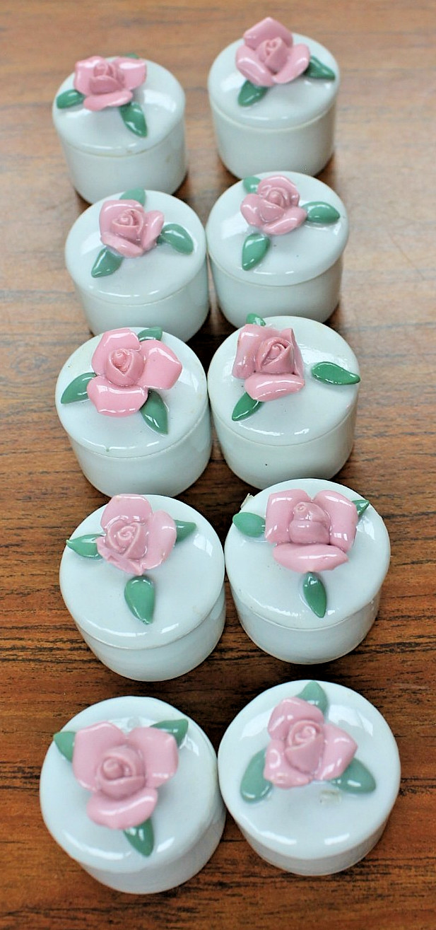 10 Flower Porcelain Trinket Box Jewelry Mini Glass China New