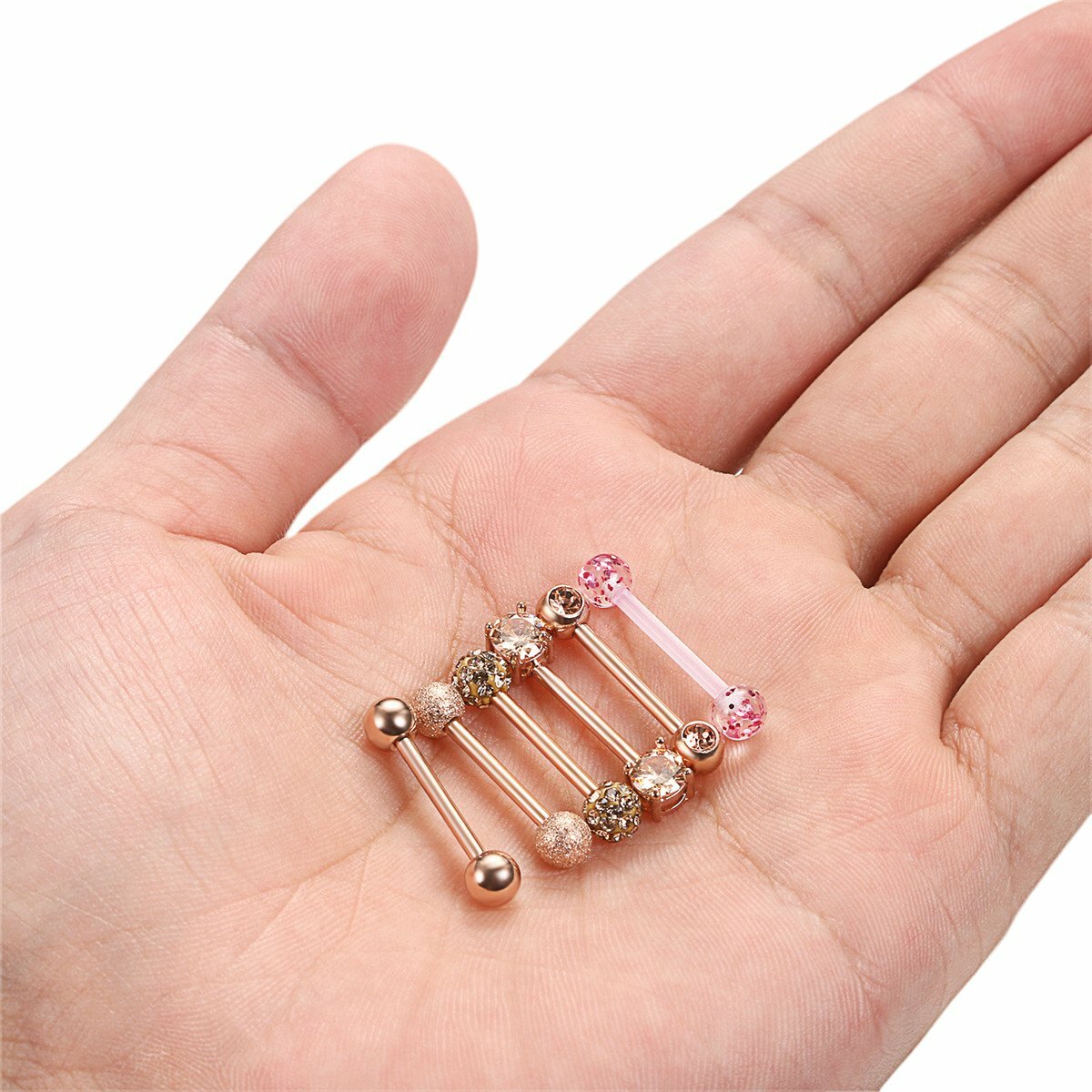 14G Nipple Rings Stainless Steel Tongue Ring Barbell Nipplerings Piercing 6Pairs