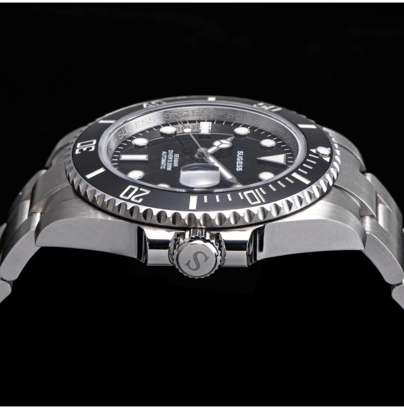 SUGESS S421 Sub Automatic Black Steel Date Sapphire Men’s Watch