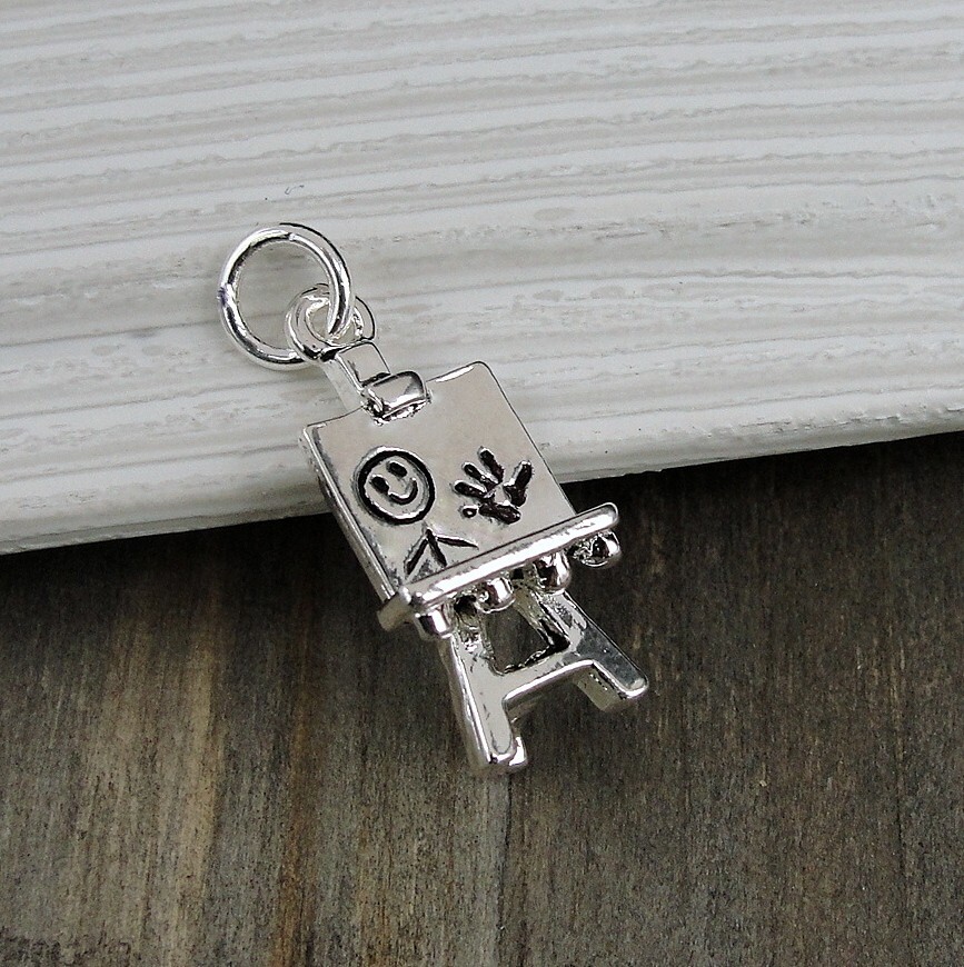 Silver Artist Easel Charm – Art Class School Charm – Art Teacher Gift Jewelry