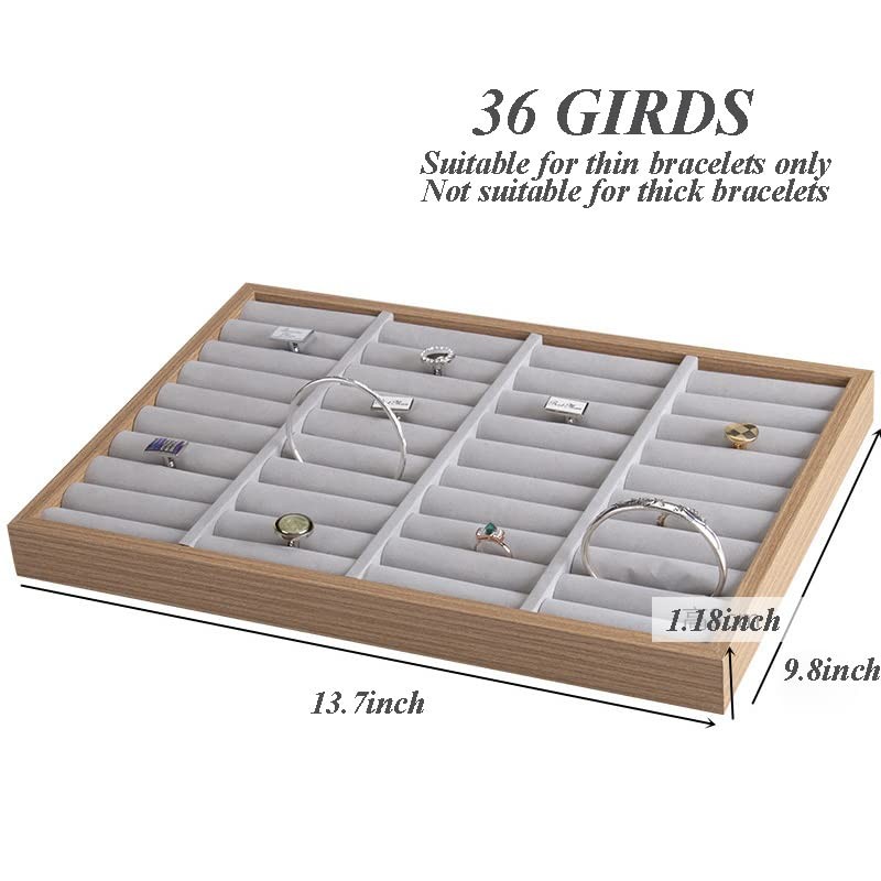 YUFONG Bracelet Holder Bangle Organizer Display Bracelets Tray 36 Grey