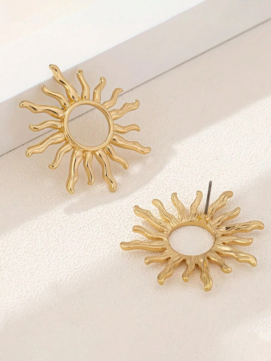 1 pair Sunflower Stud Earrings Elegant Floral Jewelry Women Gift