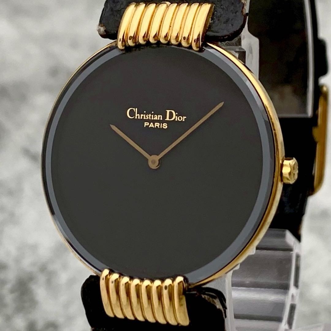 Dior Bagheera Black Moon 47.153.3 Gold Quartz Watch Japan 0715607