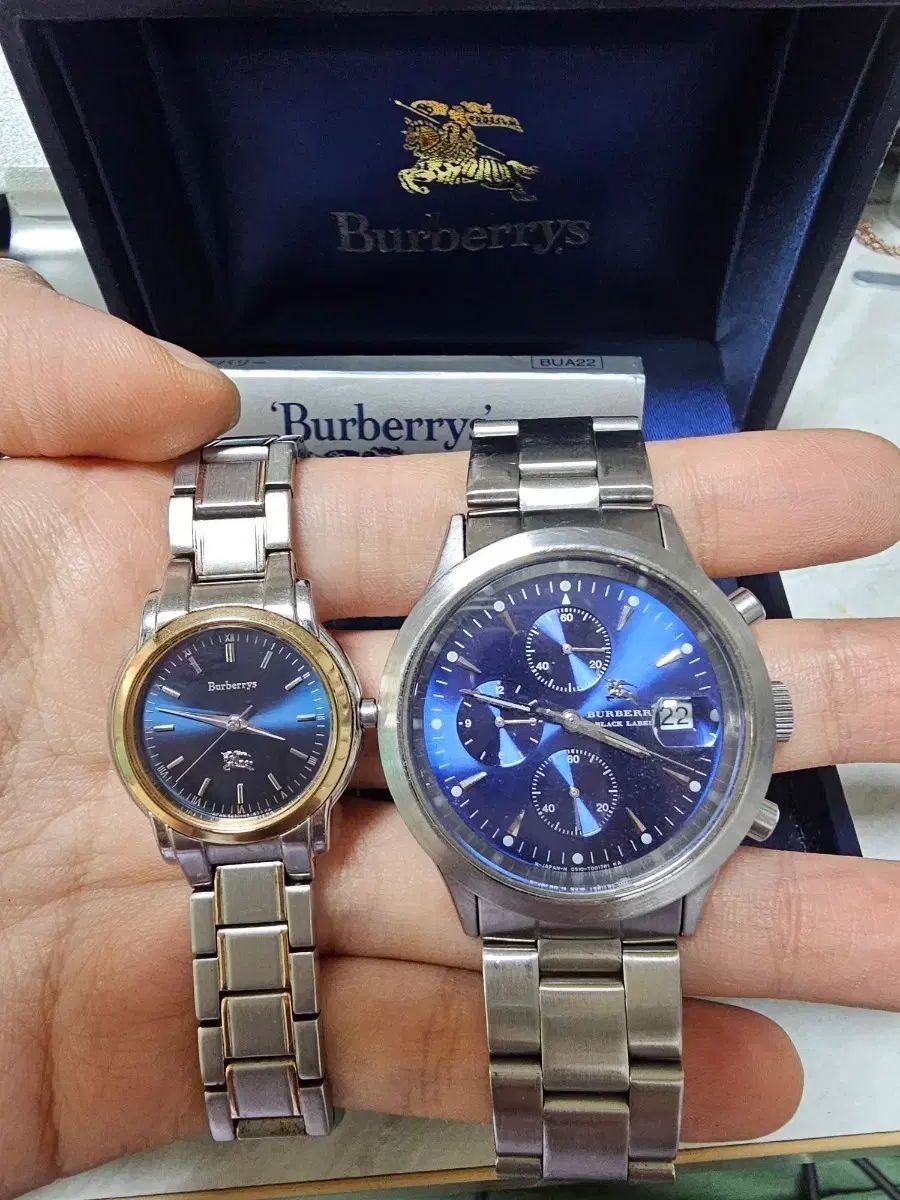 Burberry watch 2 piece set blue dial denim version metal watch