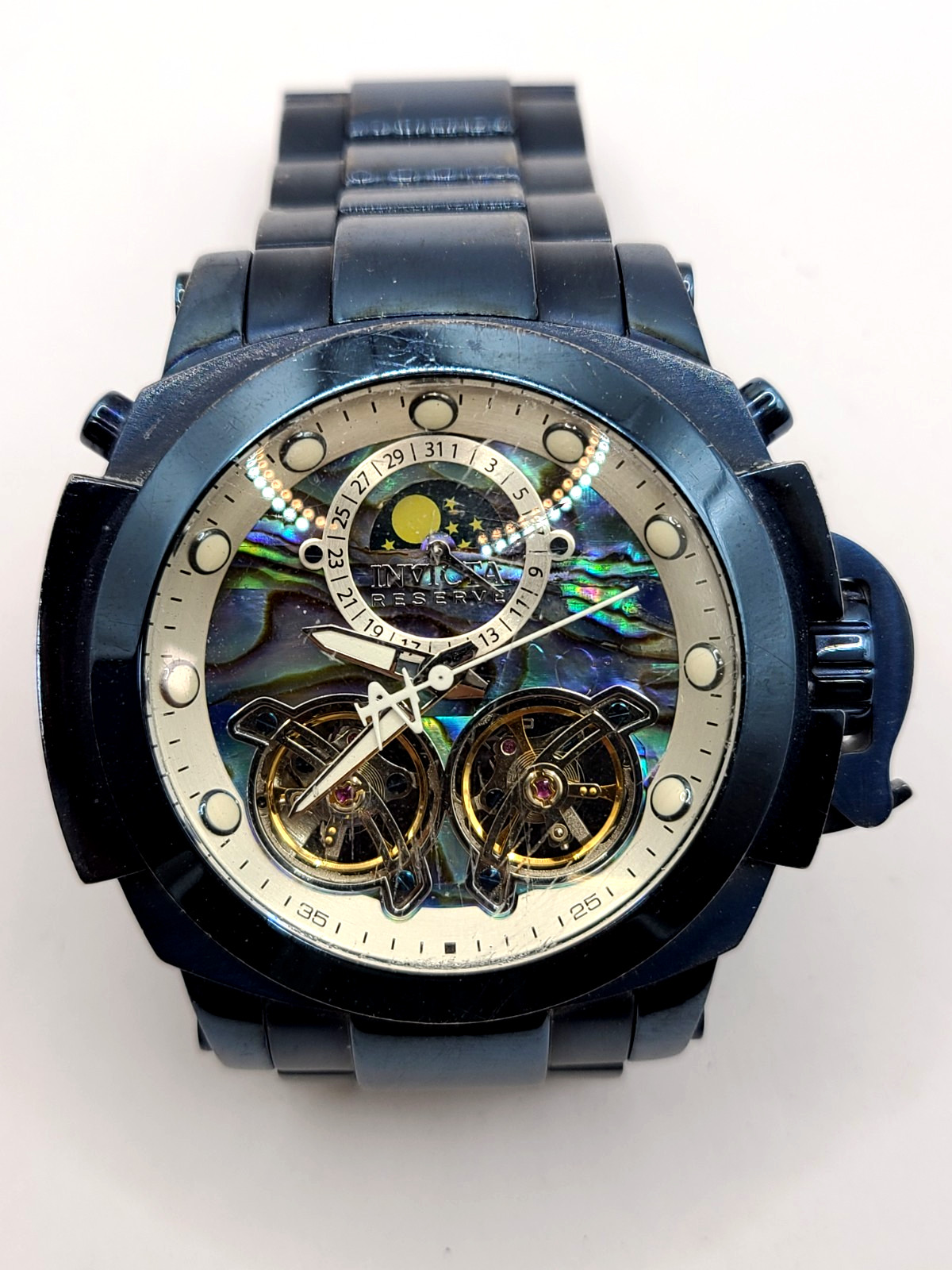 48mm Auto MOON PHASE | Blue Abalone Dial & Bracelet | MAN OF WAR Invicta Watch