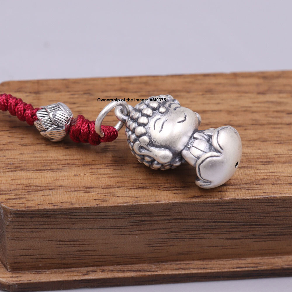 Real 999 Fine Silver Small Buddha Handmade Charm Pendant 80mm Length