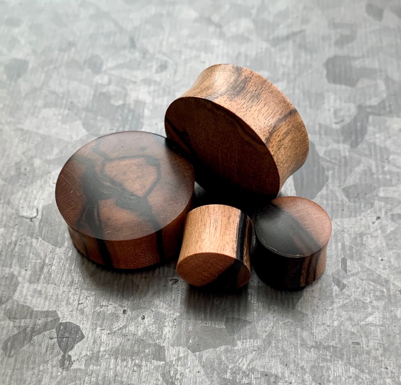 PAIR Ebony Wood Plugs Convex Saddle Double Flare Organic Tunnels Earlets Gauges