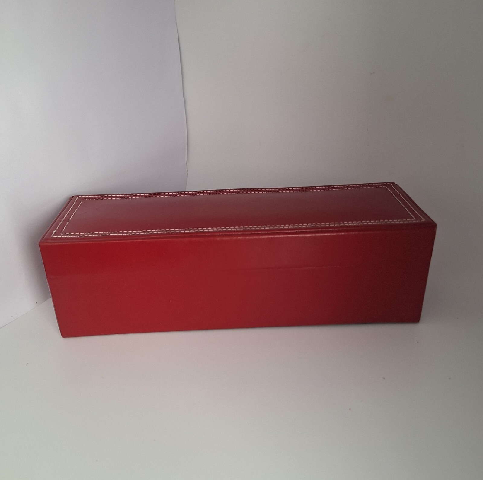 Red Faux Leather Jewelry Box 11″ 3 Piece Fabric Lined Travel Multi Compartment