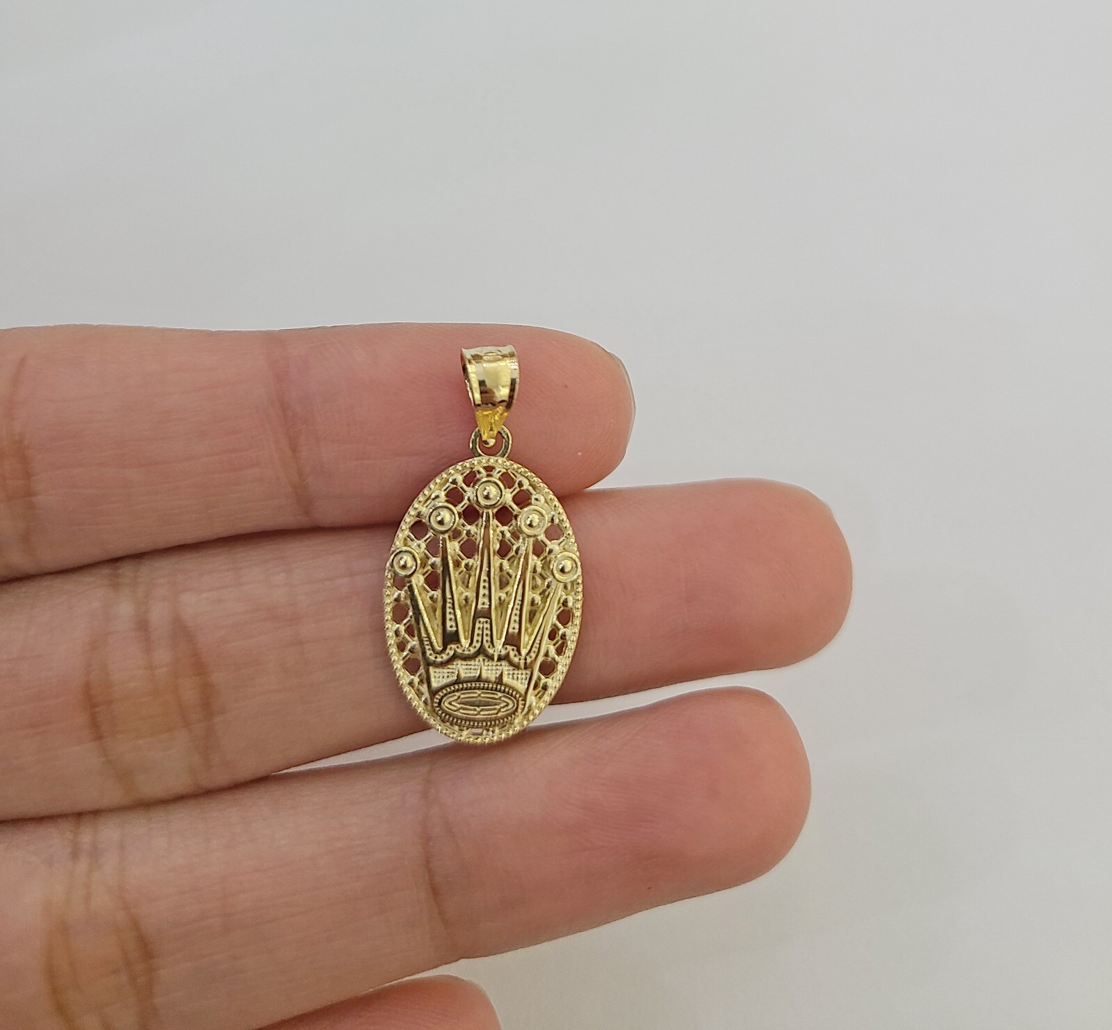 10K Yellow Gold Crown Pendent Charm 3mm Rope Chain 18″ 20″ 22″ 24″ 26″ Inch