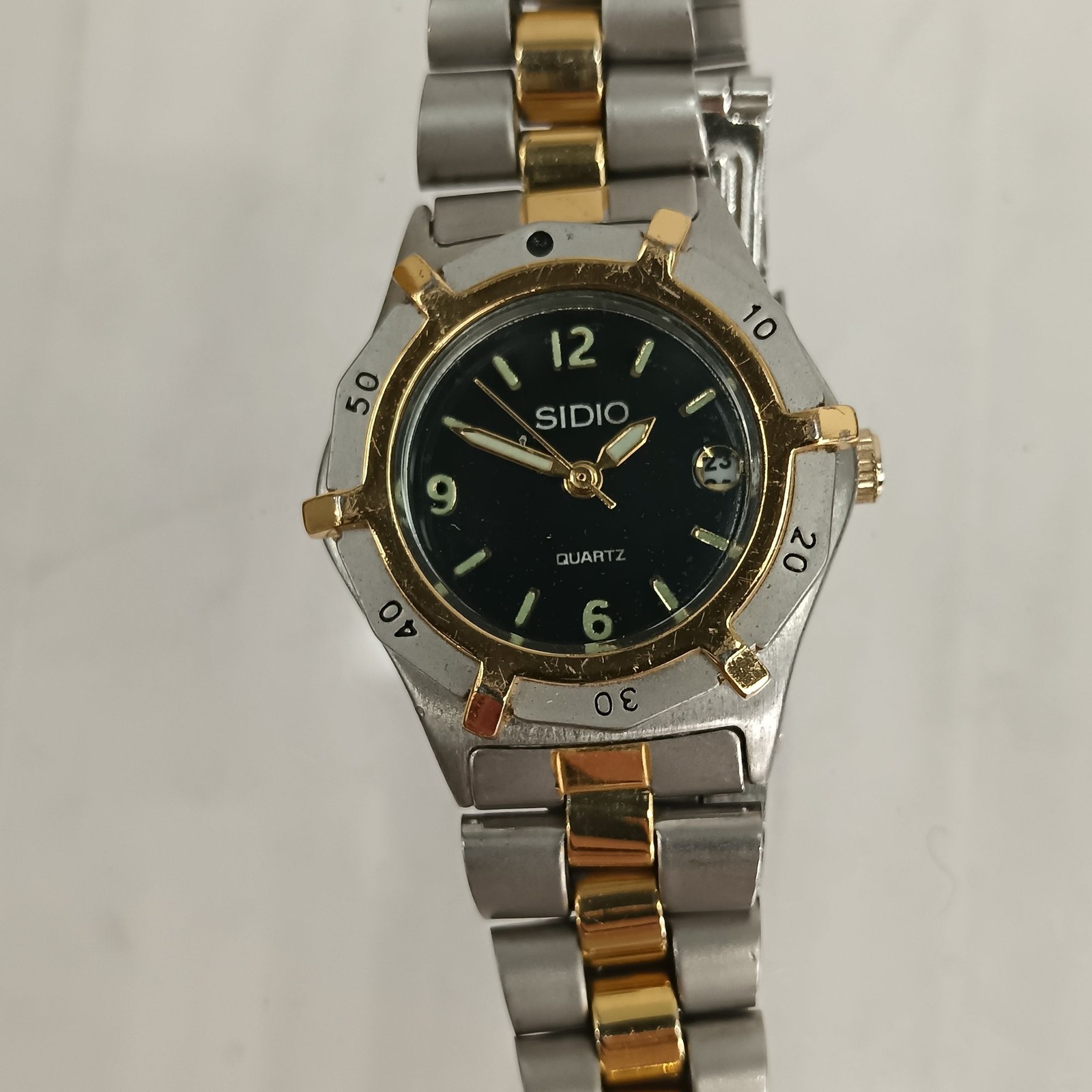 Sidio Quartz Wristwatch TwoTone Stainless Steel Gold Black Spare Repair Preloved