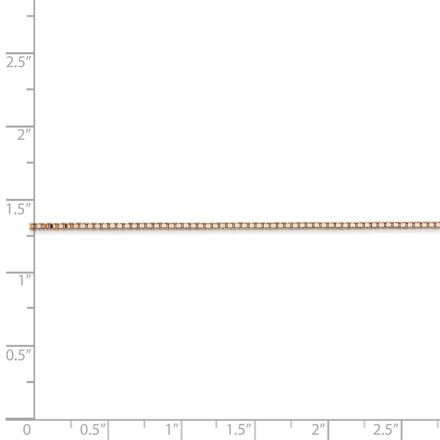 14k Rose Gold 1.1mm Solid Plain Box Link Chain w/ Lobster Clasp 16″ – 30″