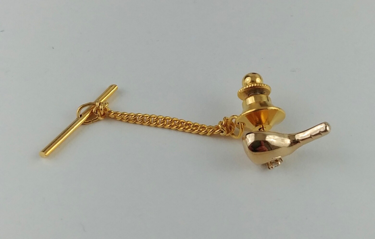 Colibri of London Golf Tie Pin Tack With Stone Driver Head IOB Gold Tone