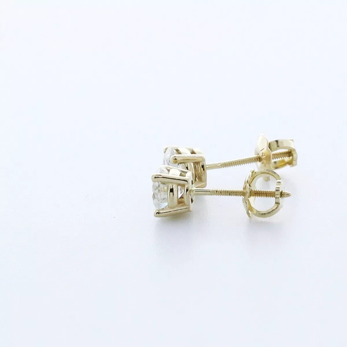 Stud Earrings Solid 14K White Gold Classic 1.11 CT Round Natural Diamond H SI2